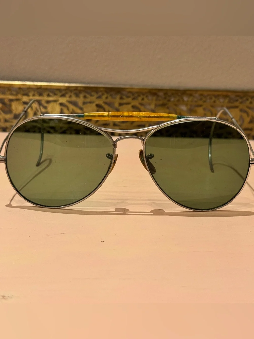 Vintage WWII-Era AN6531 Aviator Sunglasses – 1940s Military Pilot glass lenses